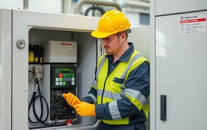 Equipo técnico trabajando sobre un terminal de autoservicio